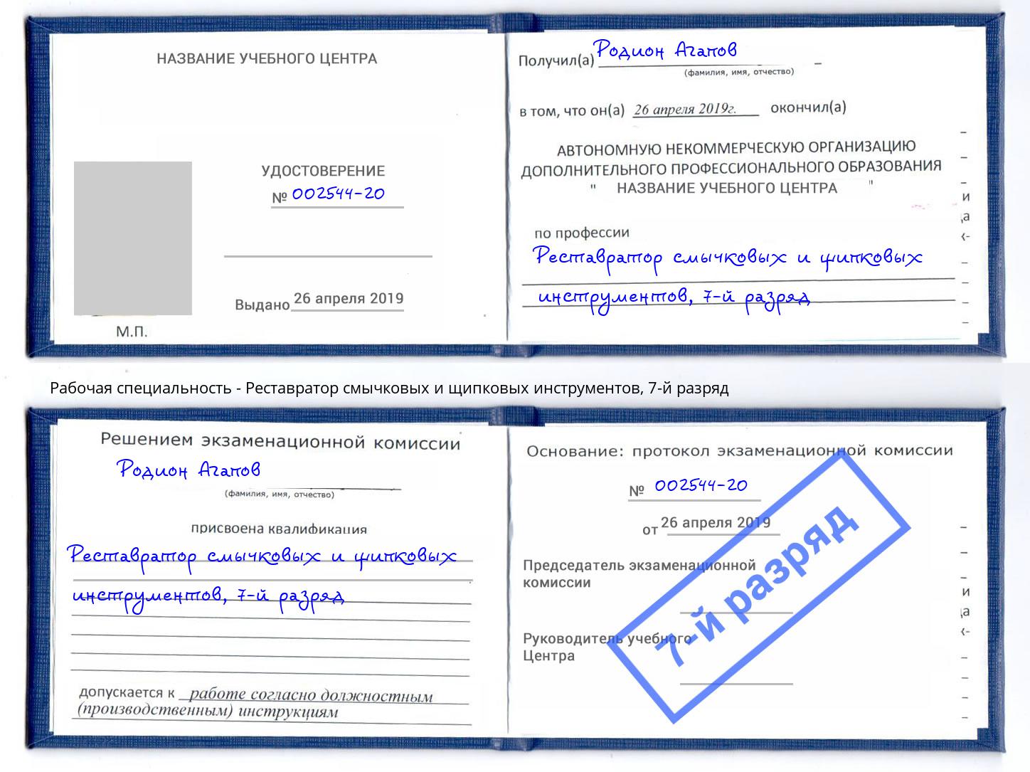 корочка 7-й разряд Реставратор смычковых и щипковых инструментов Нижний Новгород