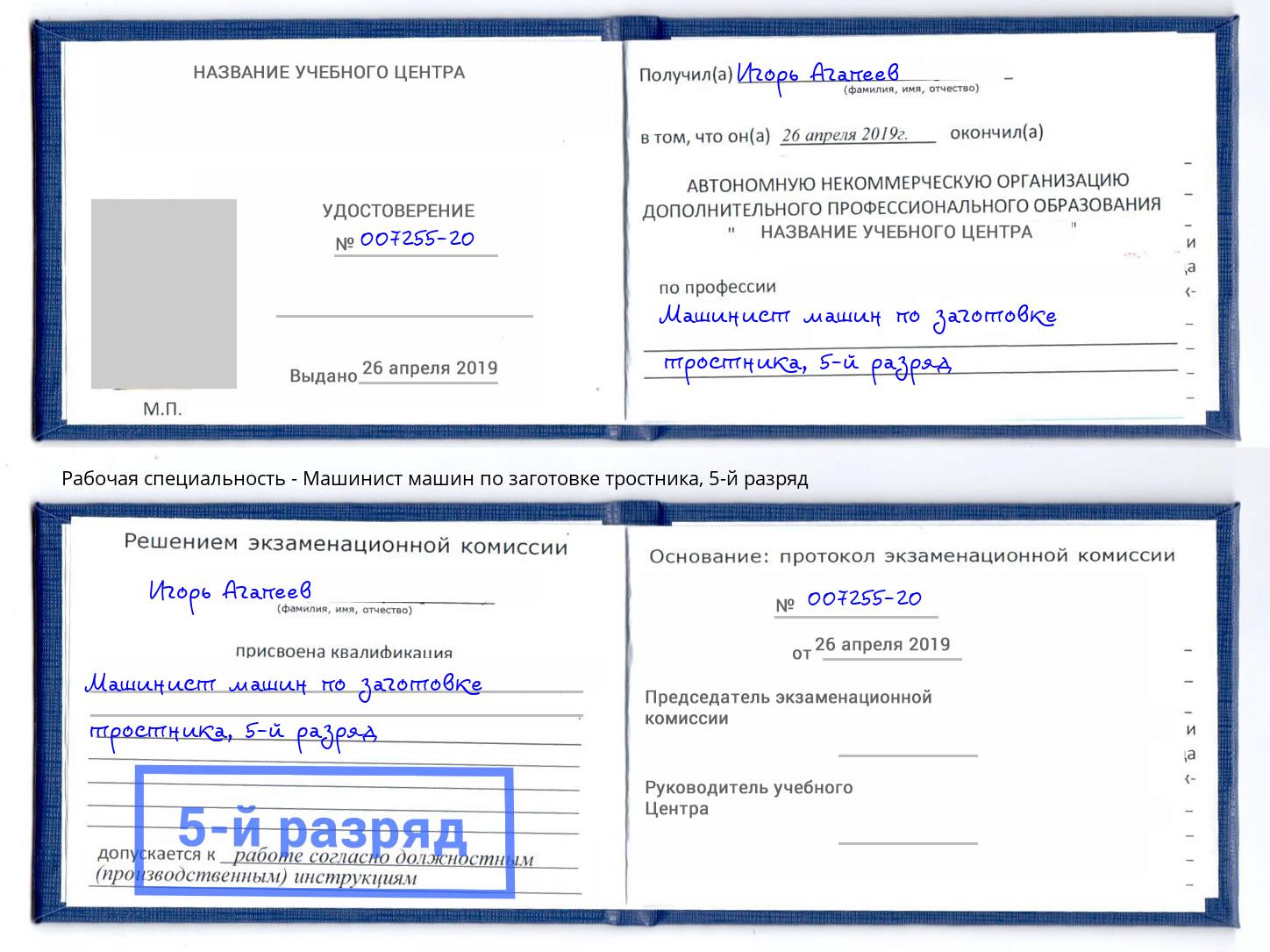 корочка 5-й разряд Машинист машин по заготовке тростника Нижний Новгород