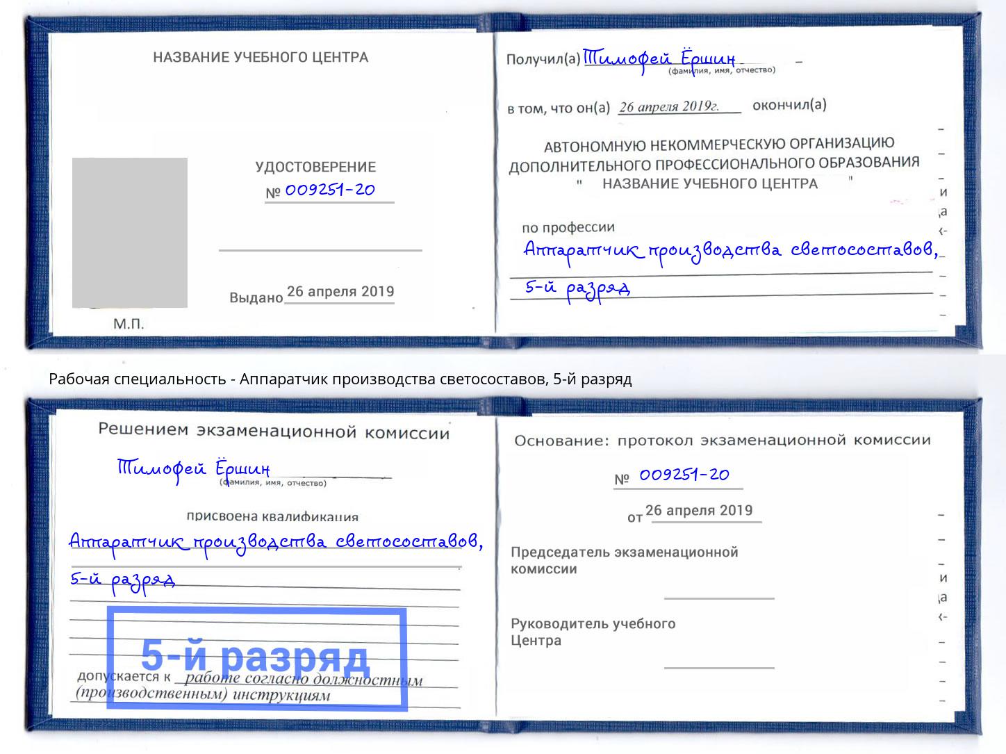 корочка 5-й разряд Аппаратчик производства светосоставов Нижний Новгород