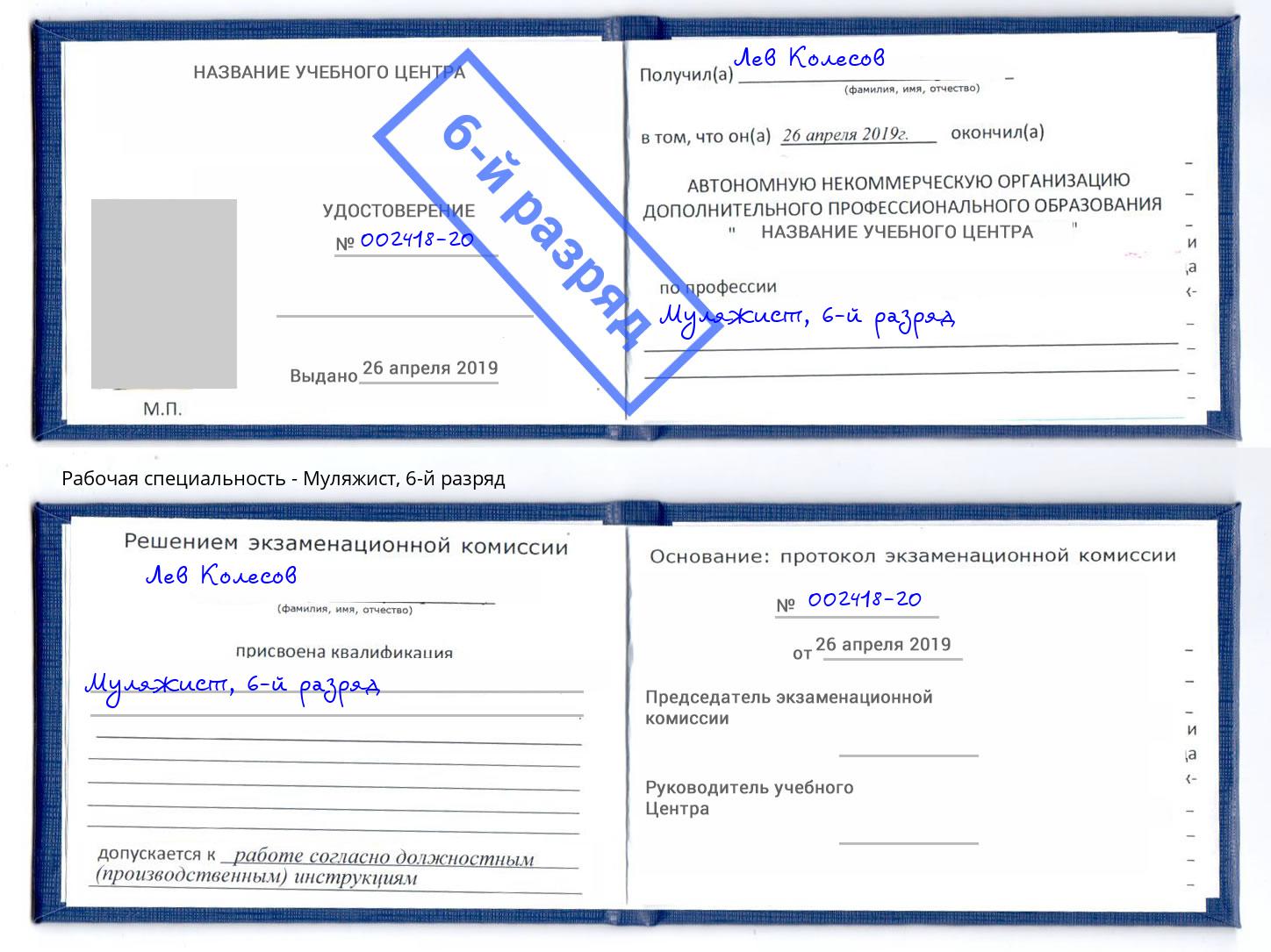 корочка 6-й разряд Муляжист Нижний Новгород