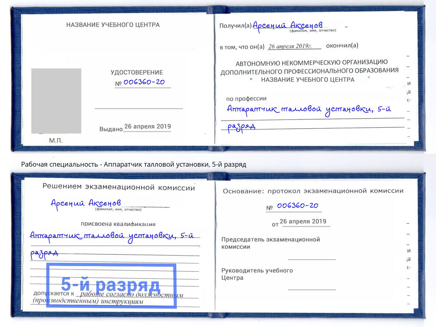 корочка 5-й разряд Аппаратчик талловой установки Нижний Новгород