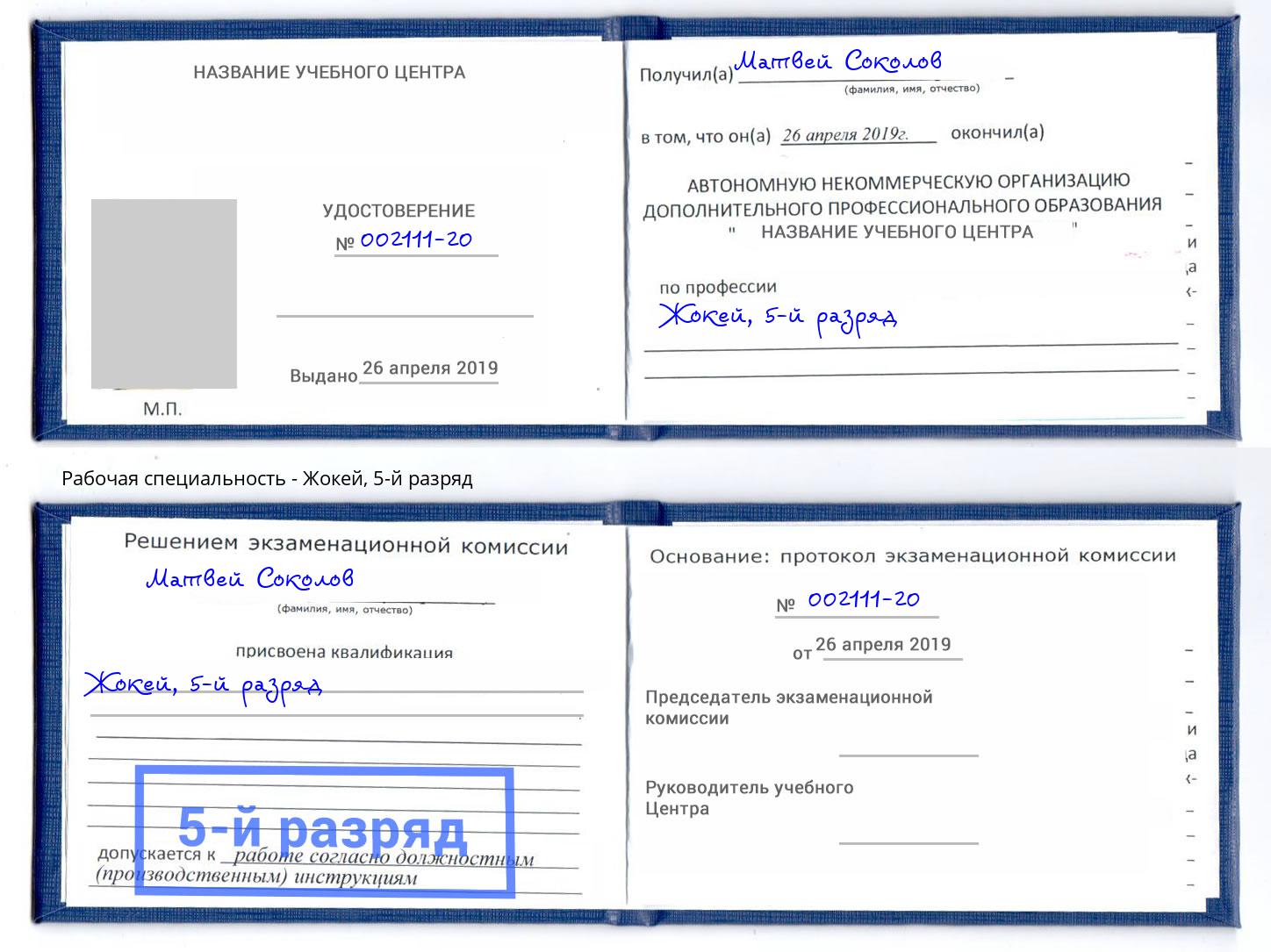 корочка 5-й разряд Жокей Нижний Новгород
