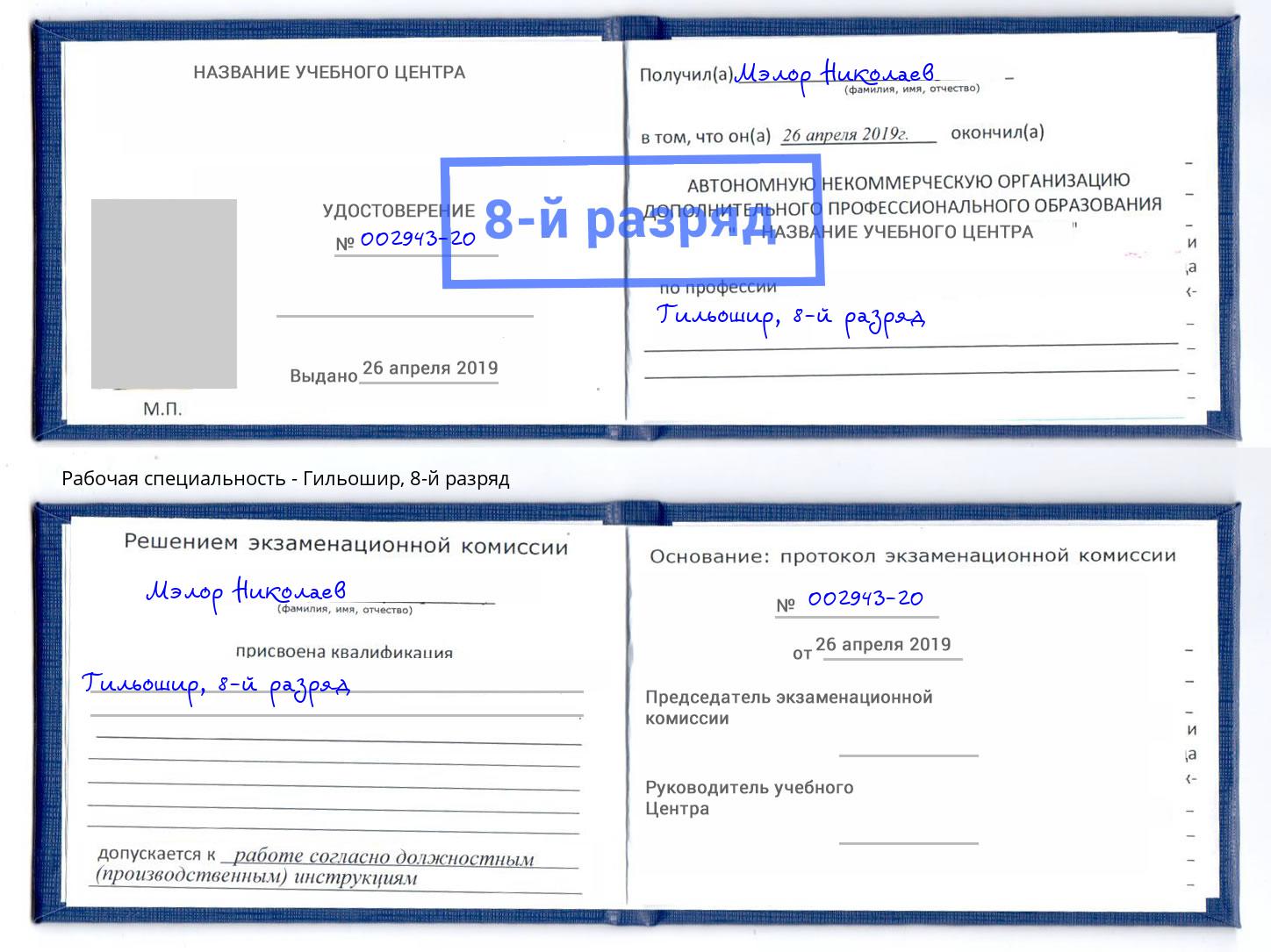 корочка 8-й разряд Гильошир Нижний Новгород